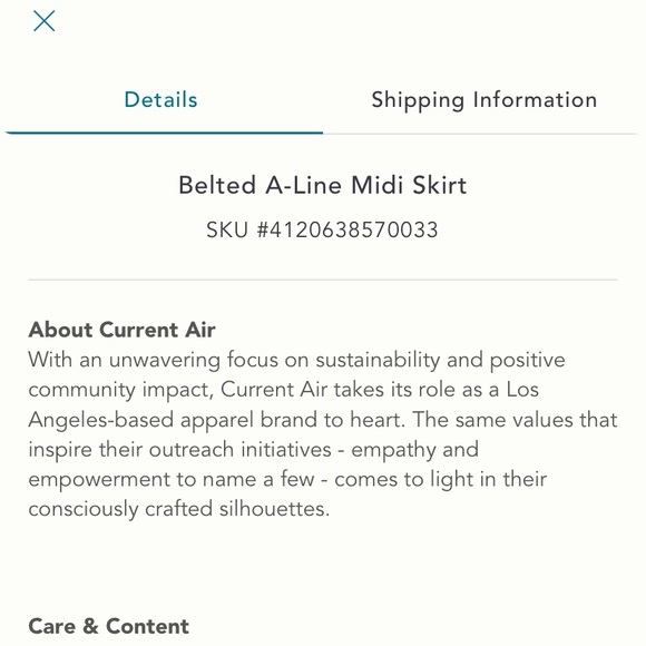 Anthropologie Current Air Belted A-Line MIDI Skirt Size L. - Picture 8 of 10